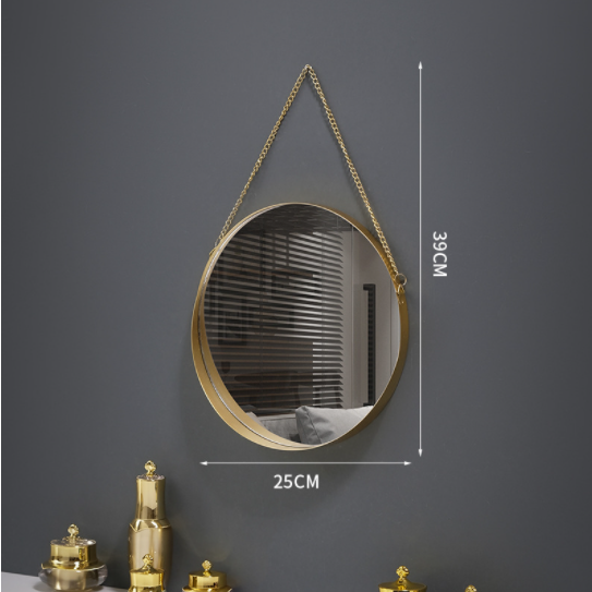Gold Iron Wall Mirror - Gold / Round mirror / S