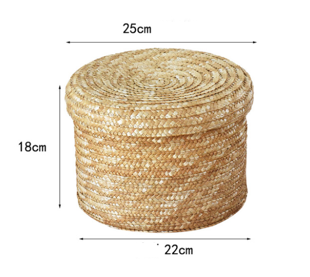 Woven Straw Storage Basket - Yellow / M