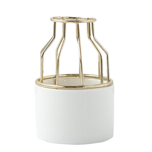 Ceramic Bud Vase with Iron Stand