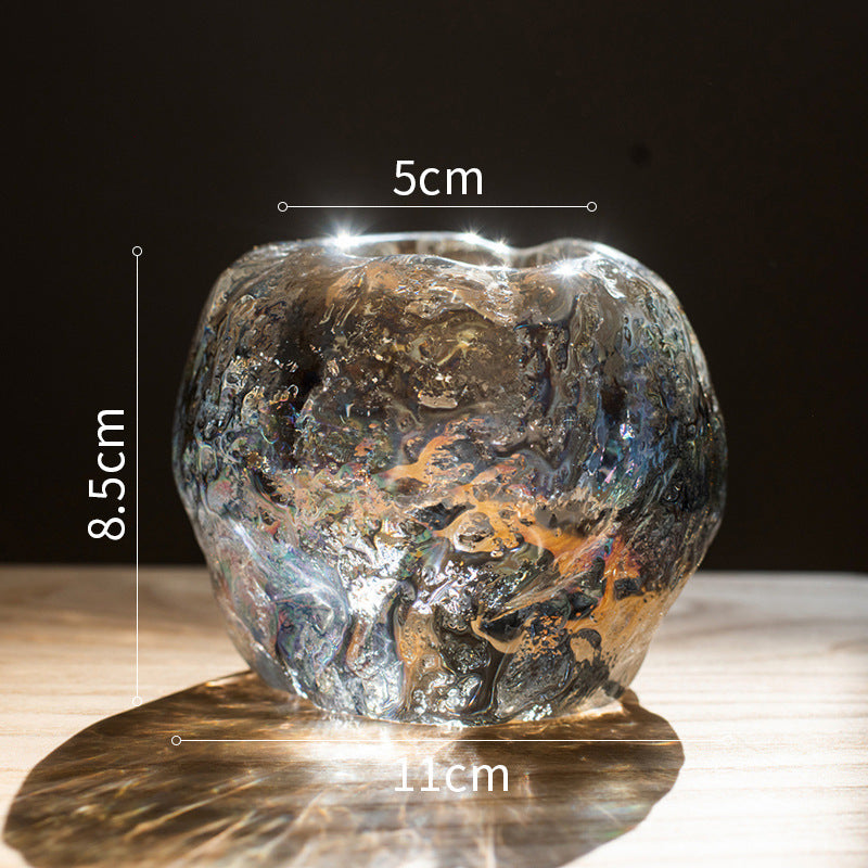 Ice-Effect Glass Candle Cup