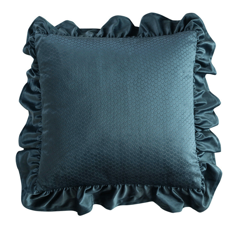 Jacquard Velvet Ruffle Cushion Cover - A / Pillowcase