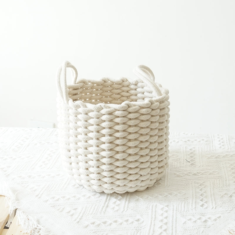 Handmade Cotton Rope Basket - Milky white bucket