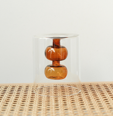 Retro Coloured Glass Gourd Vase - Yellow / M