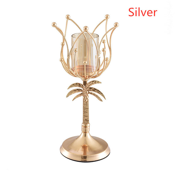 Gold and Silver Iron Candle Holder