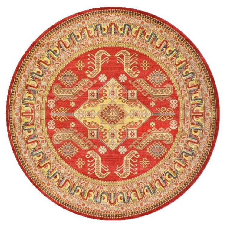 Round Washable Rug, 80 cm - Orange / 80cm
