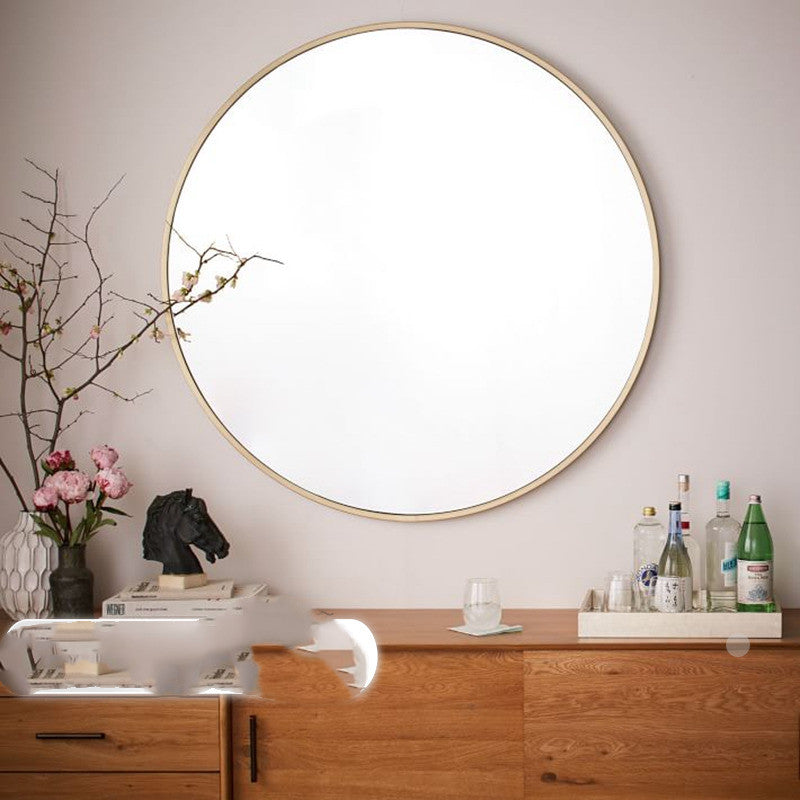 Round Metal-Frame Wall Mirror
