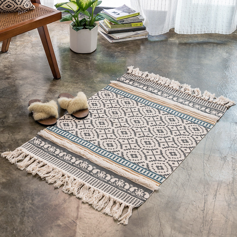 Tufted Cotton Tassel Rug - Loire Grey