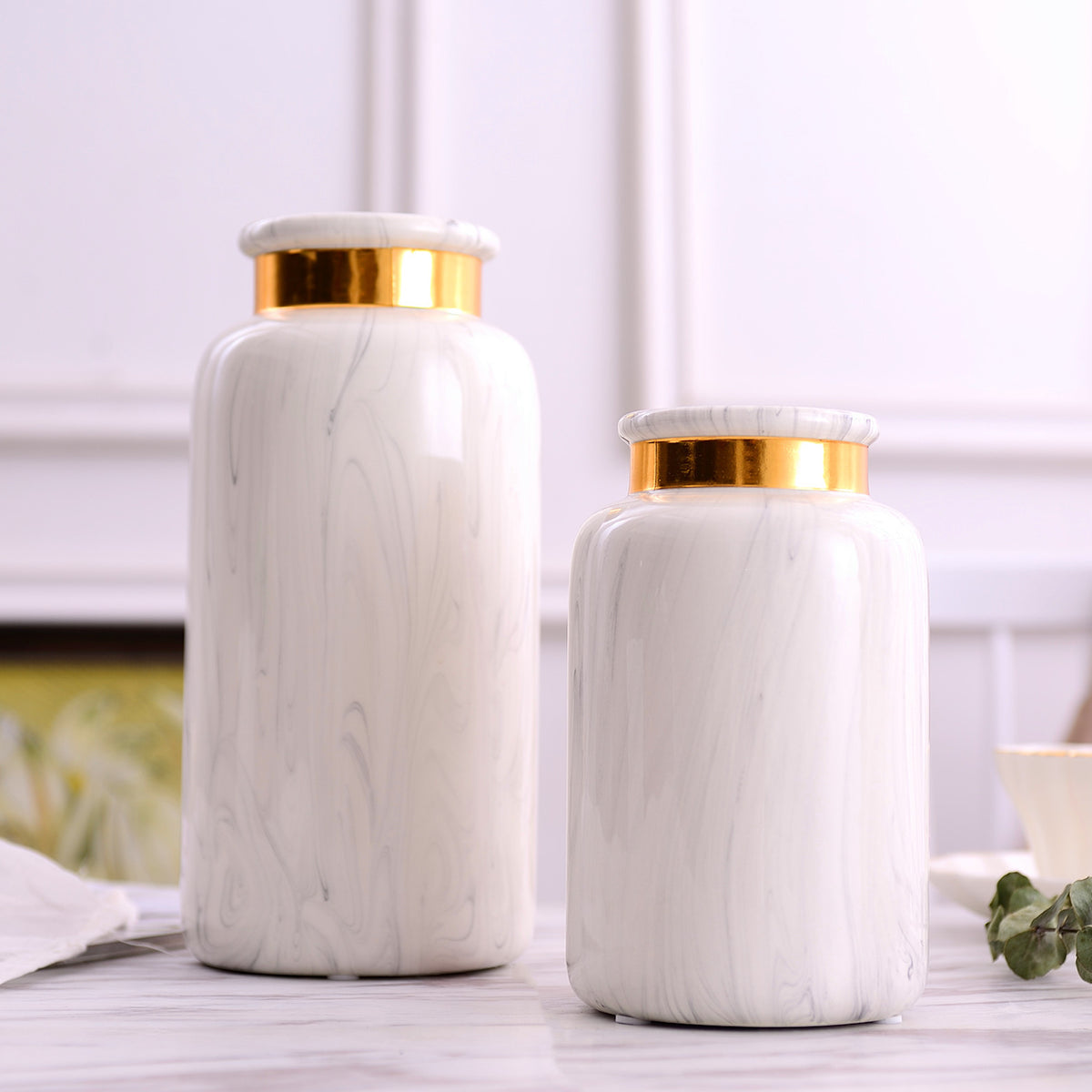 Marbled Gold Ceramic Vase