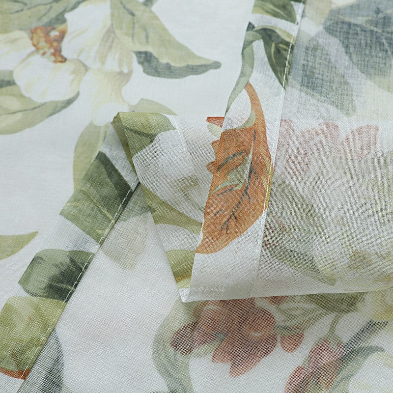 Printed Linen-Look Sheer Curtain