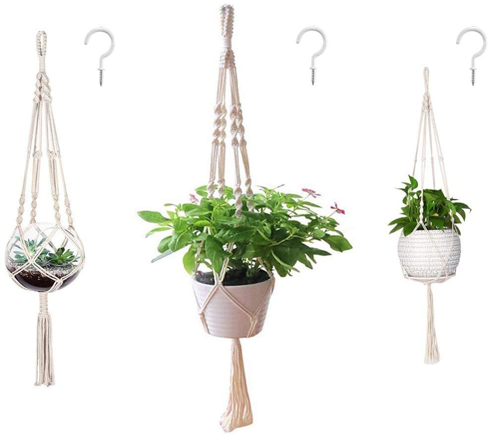Macrame Plant Hangers, Set - 3pc