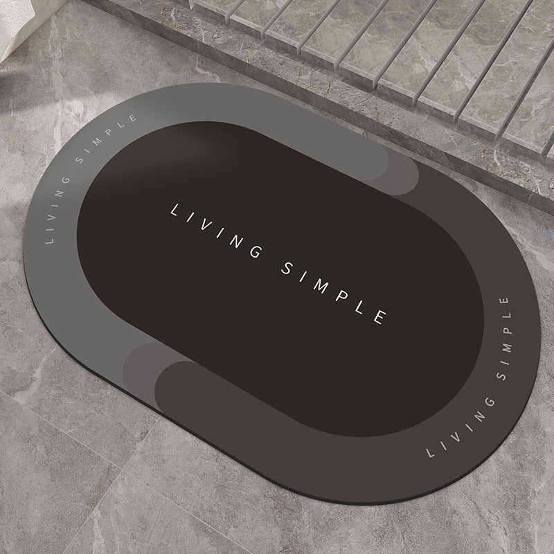 Super Absorbent Bath Mat - Grey / Oval / 40x60cm