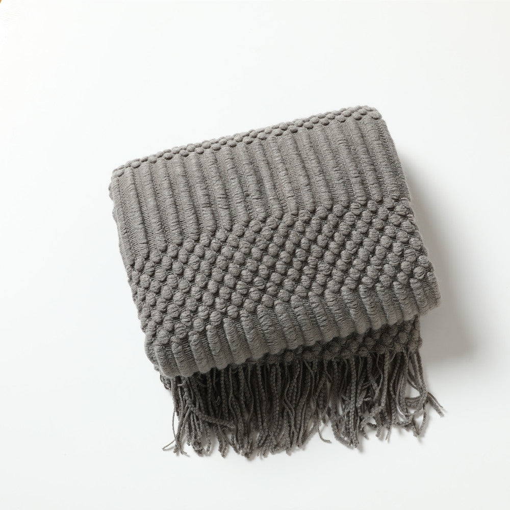 Faux Cashmere Tassel Throw - Gray / 127152 10CM Required